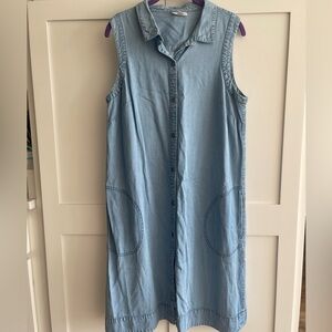 J. Jill Light Blue Sleeveless Tencel Denim Dress Size Medium Tall
